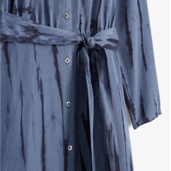 NEW NWT Hatley Blue Navy Tie Dye Button Down Belted Long Sleeve Maxi Dress - Picture 4 of 16